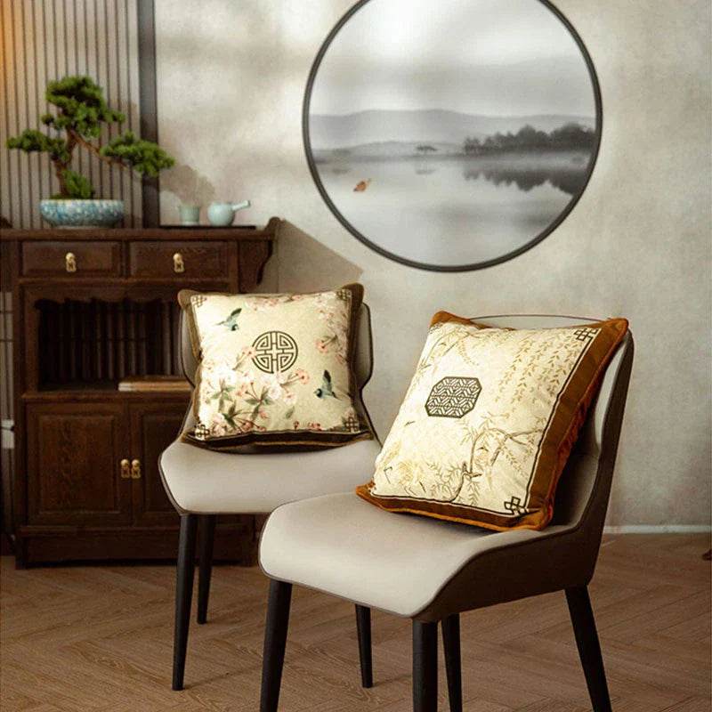 Chinoiserie Original Flowers and Birds Throw Pillow - SinoCultural -- SJZBZ042A01