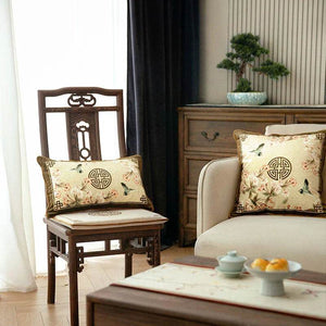 Chinoiserie Original Flowers and Birds Throw Pillow - SinoCultural -- SJZBZ042A01