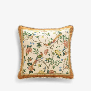 Chinoiserie Original Flowers and Birds Yellow Throw Pillow - SinoCultural -- SJZBZ052A01