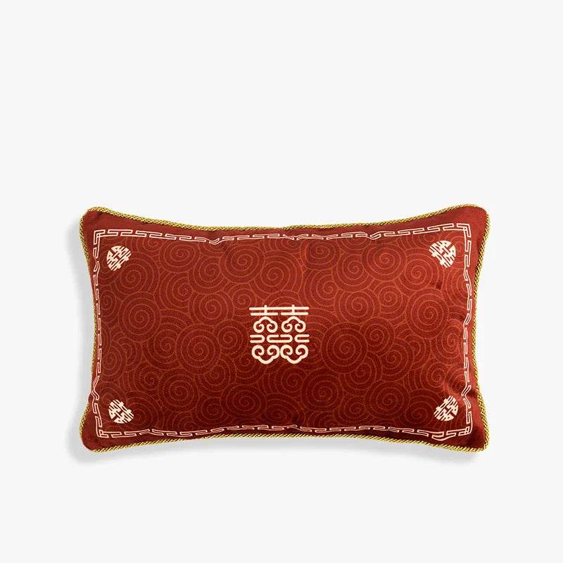 Chinoiserie Original Joyful Red Wedding Celebration Pillow - SinoCultural -- SJZBZ057A01