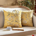 Chinoiserie Original Yellow Flowers and Birds Throw Pillow Autumn Abundance - SinoCultural -- SJZB039A01