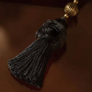 Chinoiserie Plush Bamboo Vintage Tea Black Table Runner - SinoCultural -- TR004W160