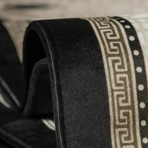Chinoiserie Plush Bamboo Vintage Tea Black Table Runner - SinoCultural -- TR004W160