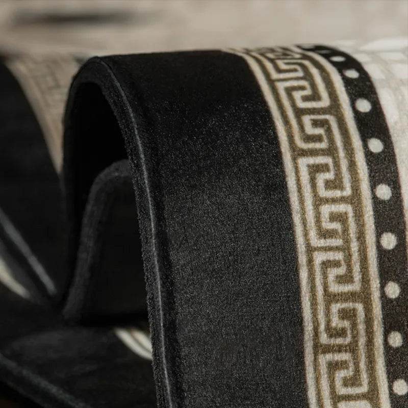 Chinoiserie Plush Bamboo Vintage Tea Black Table Runner - SinoCultural -- TR004W160