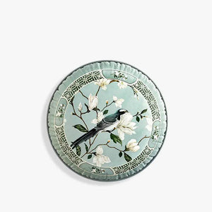 Chinoiserie Plush Fabric Original Blue Throw Pillow Orchid Courtyard - SinoCultural -- SJZB037A01