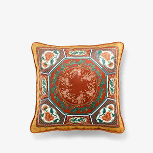 Chinoiserie Red-Yellow Classic Retro Luxurious Throw Pillow - SinoCultural -- SJZBZ056A01