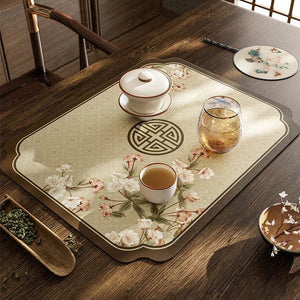 Chinoiserie Retro Spring Floral Chinese Pattern Tea Table Mat - SinoCultural -- TM007A15
