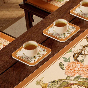Chinoiserie Retro Spring Floral Tea Table Drying Mat - SinoCultural -- TM008A15
