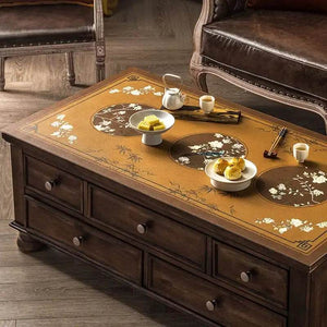 Chinoiserie Retro Stain Resistant Leather Coffee Table Mat - SinoCultural -- TM028A4060