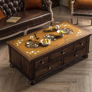 Chinoiserie Retro Stain Resistant Leather Coffee Table Mat - SinoCultural -- TM028A4060