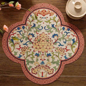 2-Piece Chinoiserie Retro Washable Custom Coffee Coasters Table Mat - SinoCultural -- TM046A40