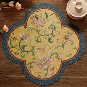 2-Piece Chinoiserie Retro Washable Custom Coffee Coasters Table Mat - SinoCultural -- TM046A40