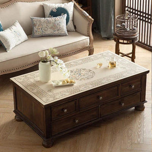 Chinoiserie Stain Resistant Leather Coffee Table Mat - SinoCultural -- TM016A4060