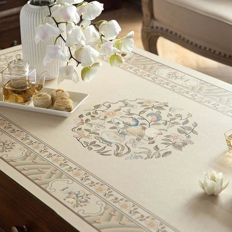 Chinoiserie Stain Resistant Leather Coffee Table Mat - SinoCultural -- TM016A4060