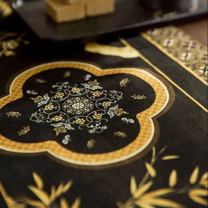 Chinoiserie Vintage Luxury High-End Black Table Runner - SinoCultural -- TR017BK160