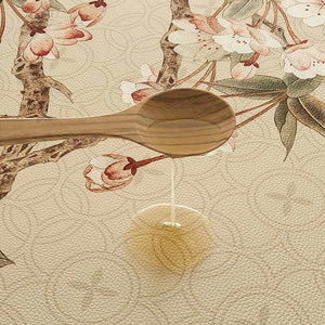 Chinoiserie Spring Floral Round Leather Table Mat Oil-Resistant & Easy to Clean - SinoCultural -- TM023A60