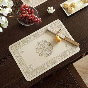 2-Piece Chinoiserie Waterproof and Oil-proof Leather Washable Placemat - SinoCultural -- TM031A30
