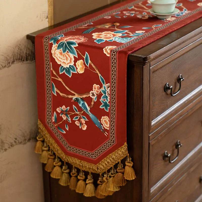 Chinoiserie Wedding Celebration Prosperity Table Runner - SinoCultural -- TR015R160
