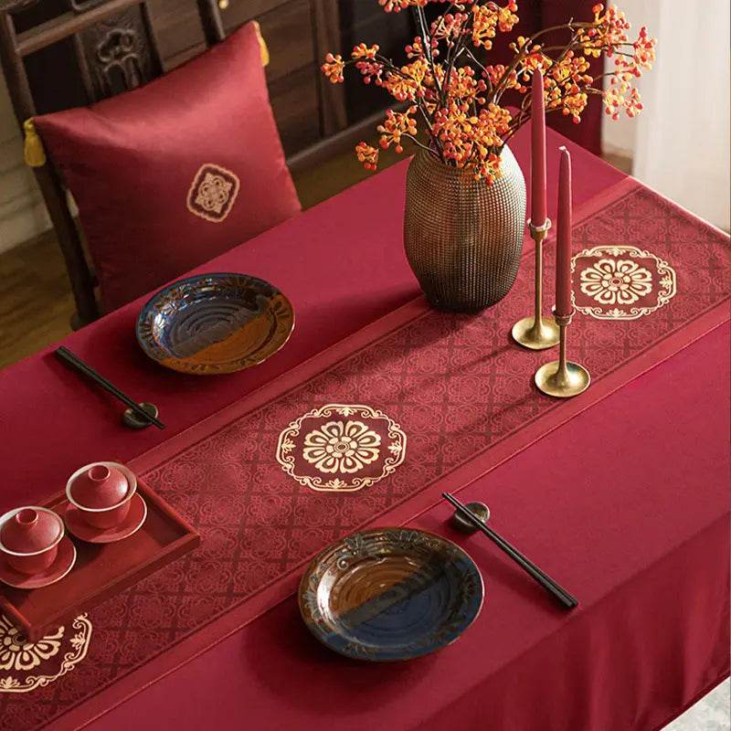 Chinoiserie Wedding Celebration Red Table Runner - SinoCultural -- TR021R160