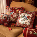 Sinocultural Chinoiserie Wedding Flower and Bird Throw Pillow Joyful Red Celebration - SinoCultural -- SJZBZ018A01
