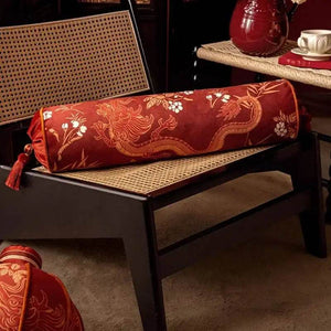Chinoiserie Wedding Long Throw Pillow Joyful Red Celebration - SinoCultural -- SJZBZ017RD01