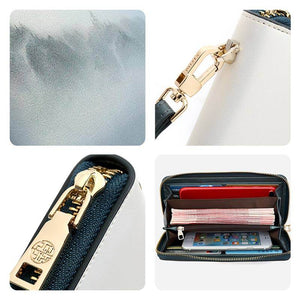 Chinese Style Cloud Mountain Blue Printed Cowhide Wallet - SinoCultural -- P420067