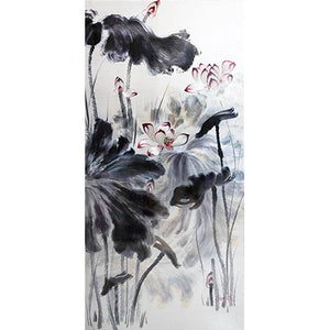 Colorful Ink Lotus - SinoCultural -- W0159