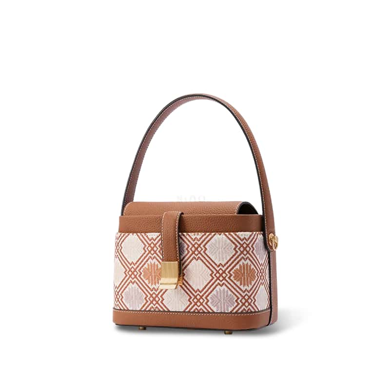 Zhuang Brocade Chrysanthemum Meander Motif Crossbody Bag