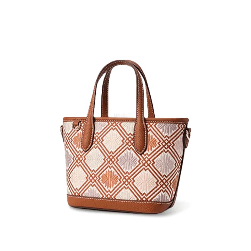 Luxury Zhuang Brocade Leather Crossbody Bag