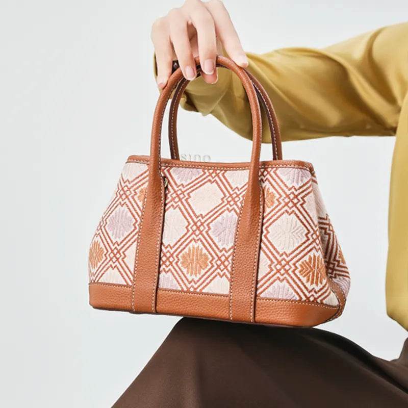 Zhuang Brocade Chrysanthemum Pattern Luxury Crossbody Bag