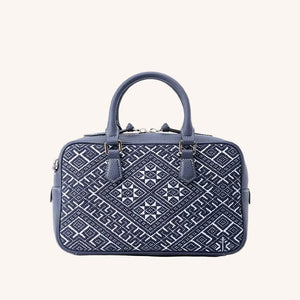 Zhuang Brocade Flying Swallow Motif Embroidered Leather Crossbody Bag