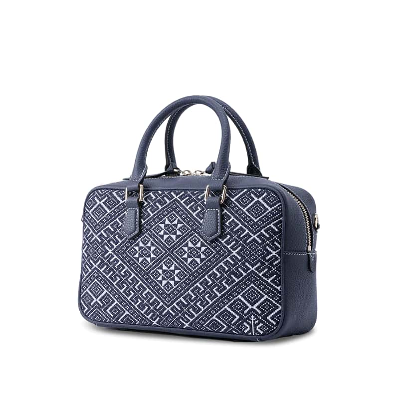 Zhuang Brocade Flying Swallow Motif Embroidered Leather Crossbody Bag