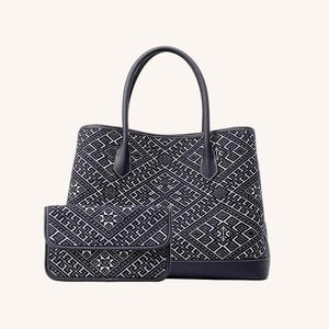 Zhuang Brocade Embroidered Leather Shoulder Bag Flying Swallow Motif