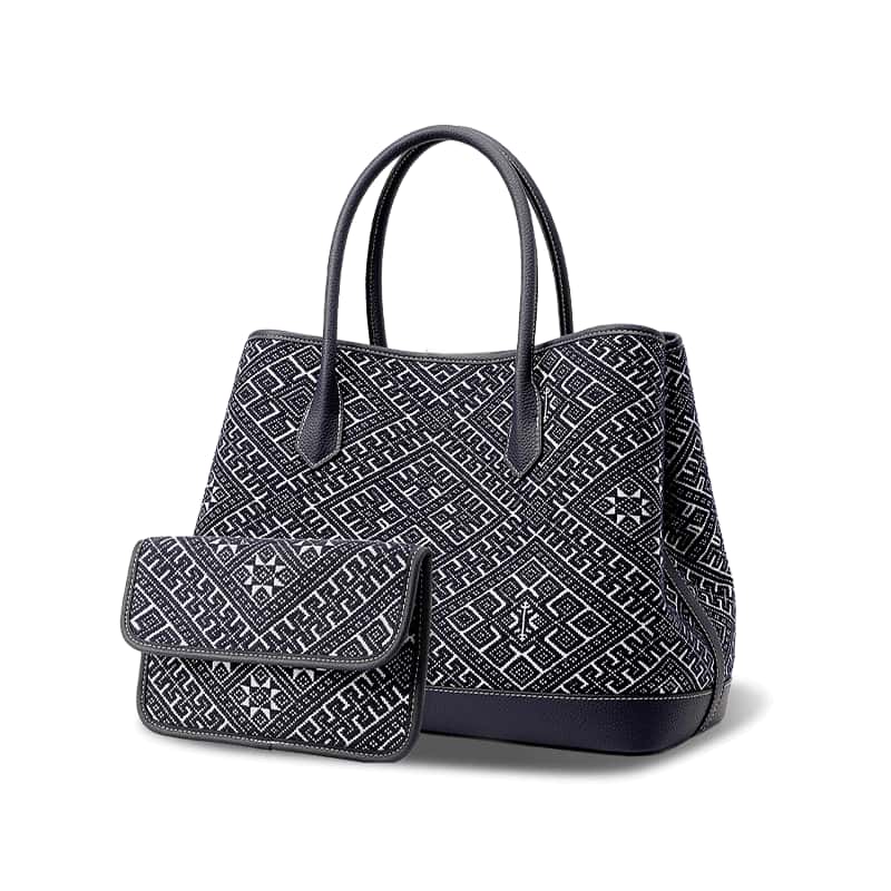 Zhuang Brocade Embroidered Leather Shoulder Bag Flying Swallow Motif