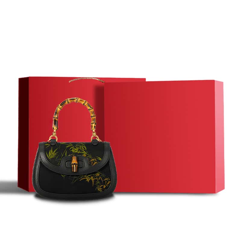 Xiangyunsha Print Crossbody Bamboo Handle Bag for Women
