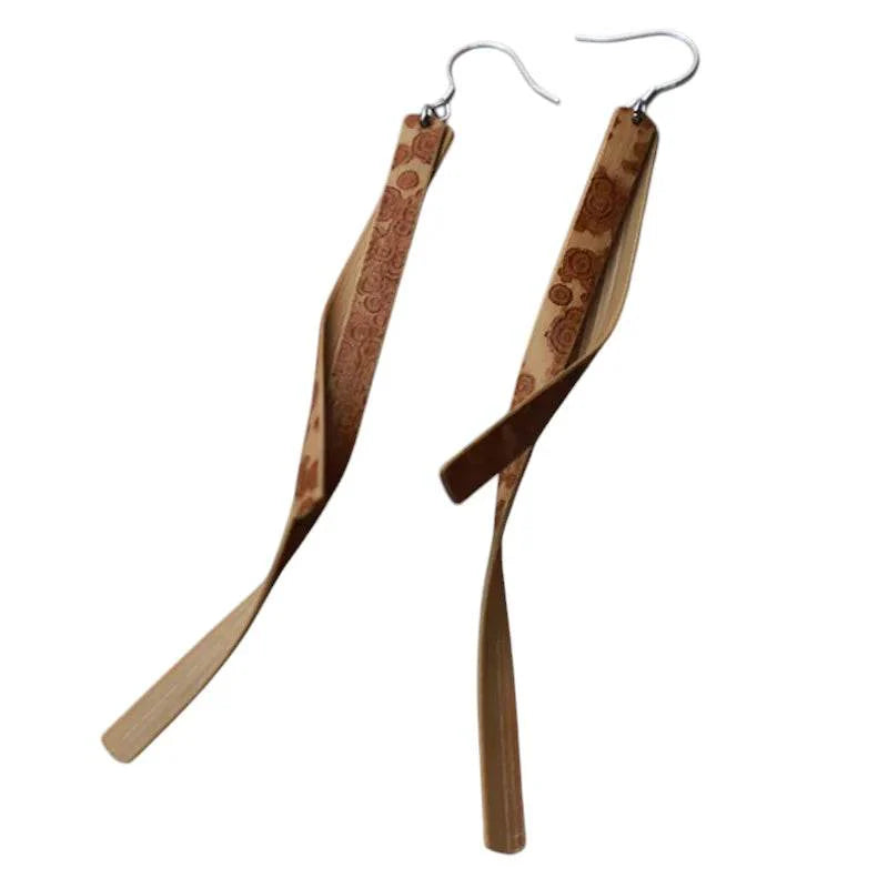 Dunhuang Bamboo Earrings - Chinoiserie Dangle Gifts for Women - SinoCultural -- ZBXK-A3-0237