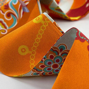 2-Piece Dunhuang Designer Orange Mulberry Silk Twilly 120x5cm - SinoCultural -- LS016