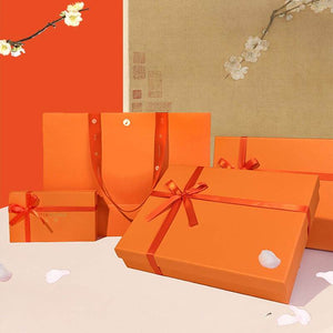 2-Piece Dunhuang Designer Orange Mulberry Silk Twilly 120x5cm - SinoCultural -- LS016