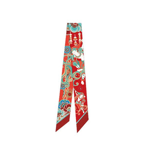 Mulberry Silk 16 Momme Dunhuang Deer Silk Narrow Scarf 120x5cm - SinoCultural -- LS013
