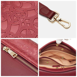 Embossing Leather Red Shoulder Bag Wedding Handbag - SinoCultural -- P240042R
