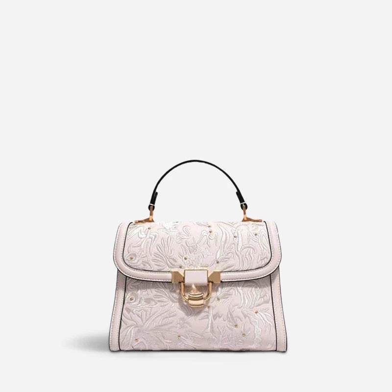 Embroidery Leather Handbag Dunhuang Culture Designer Bag - SinoCultural -- CXXB054B