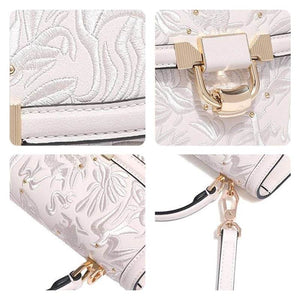 Embroidery Leather Handbag Dunhuang Culture Designer Bag - SinoCultural -- CXXB054B