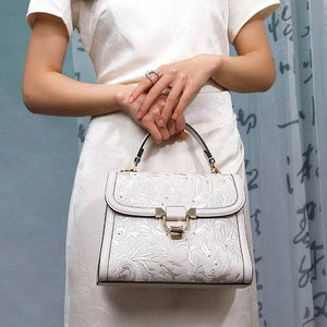 Embroidery Leather Handbag Dunhuang Culture Designer Bag - SinoCultural -- CXXB054B
