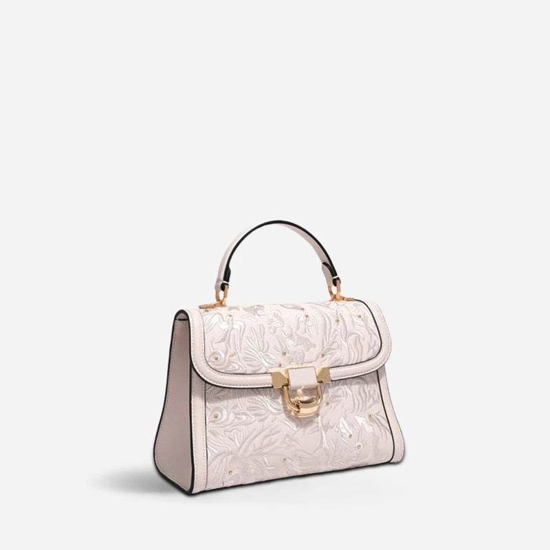 Embroidery Leather Handbag Dunhuang Culture Designer Bag - SinoCultural -- CXXB054B
