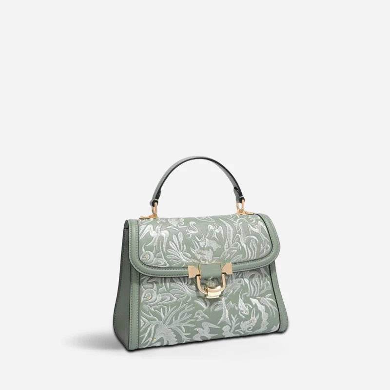 Embroidery Leather Handbag Dunhuang Culture Designer Bag - SinoCultural -- CXXB054B
