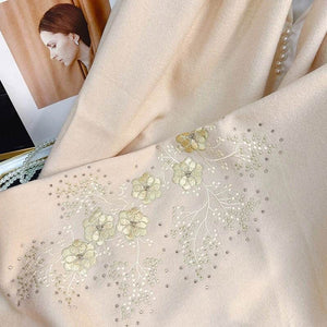 Embroidery 100% Pure Cashmere Scarf Warm Winter 200x60 cm - SinoCultural -- HYFSJ038A03