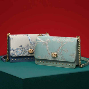 Embroidery Leather Chain Shoulder Bag Sacred Tree Handbag - SinoCultural -- SC1628-A2