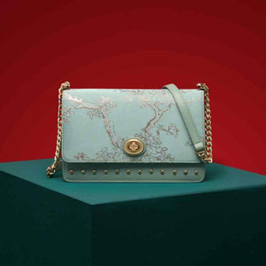 Embroidery Leather Chain Shoulder Bag Sacred Tree Handbag - SinoCultural -- SC1628-A2
