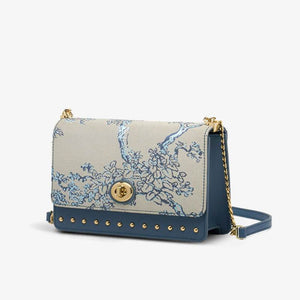 Embroidery Leather Chain Shoulder Bag Sacred Tree Handbag - SinoCultural -- SC1628-A2
