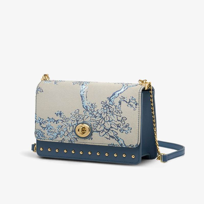 Embroidery Leather Chain Shoulder Bag Sacred Tree Handbag - SinoCultural -- SC1628-A2